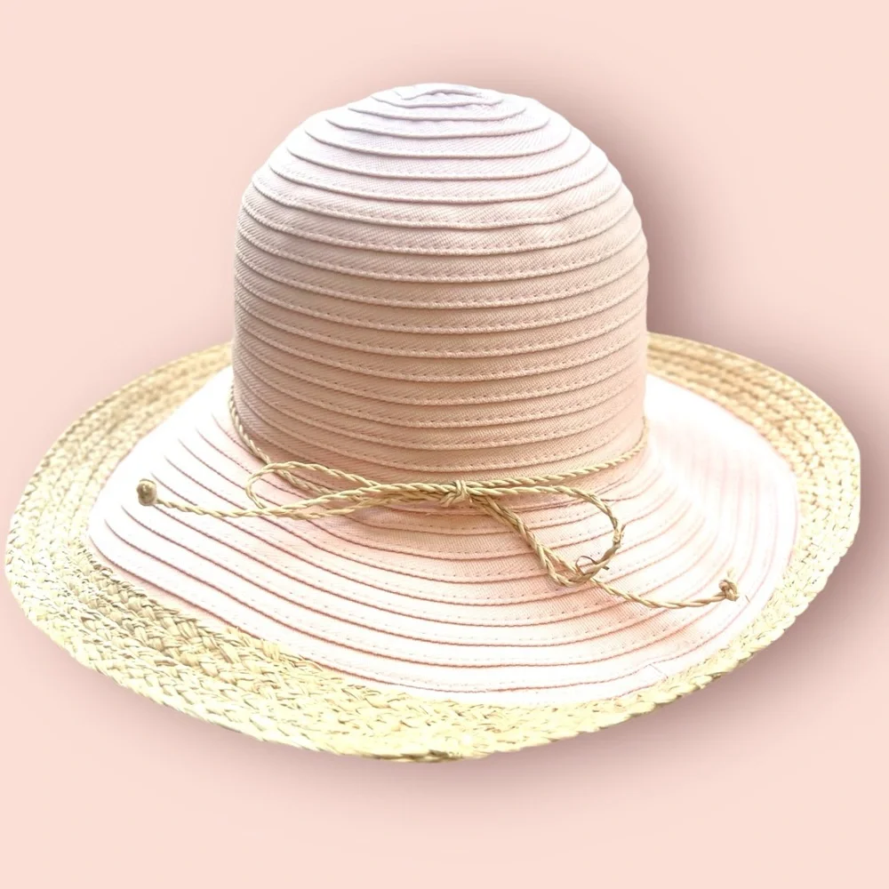 Sun N Sand Pink and Straw Adjustable Sun Hat | Women OS